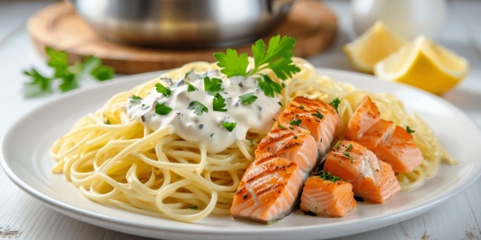 Dans une assiette de pâtes au saumon, cette
petite erreur augmente la facture calorique de 200 Kcal