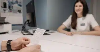 Professionnel de santé et patient examinant ensemble les résultats d'un bilan de santé