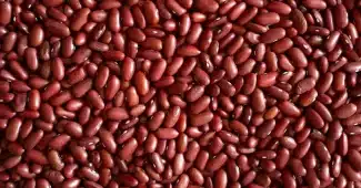 Légumes et fruits riches en protéines disposés sur une planche à découper en bois dans une cuisine bien éclairée.